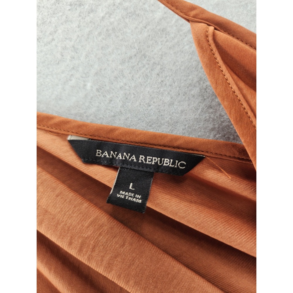 Banana Republic Rust Orange Pleated Racerback Camisole Tank Top Large Boho Chic - Picture 2 of 11